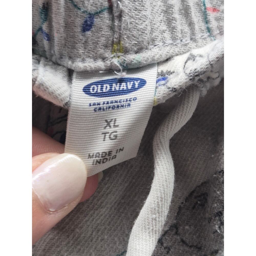 Old Navy Pajama Pants Womens Sz XL Gray Cat Drawstring PILING Elastic Waist 8318 - Picture 2 of 6